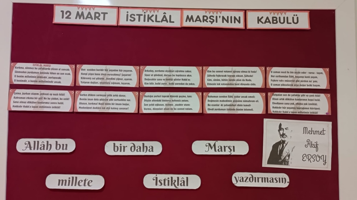 12 MART İSTİKLAL MARŞI'NIN KABULU VE MEHMET AKİF ERSOY'U ANMA PROGRAMI